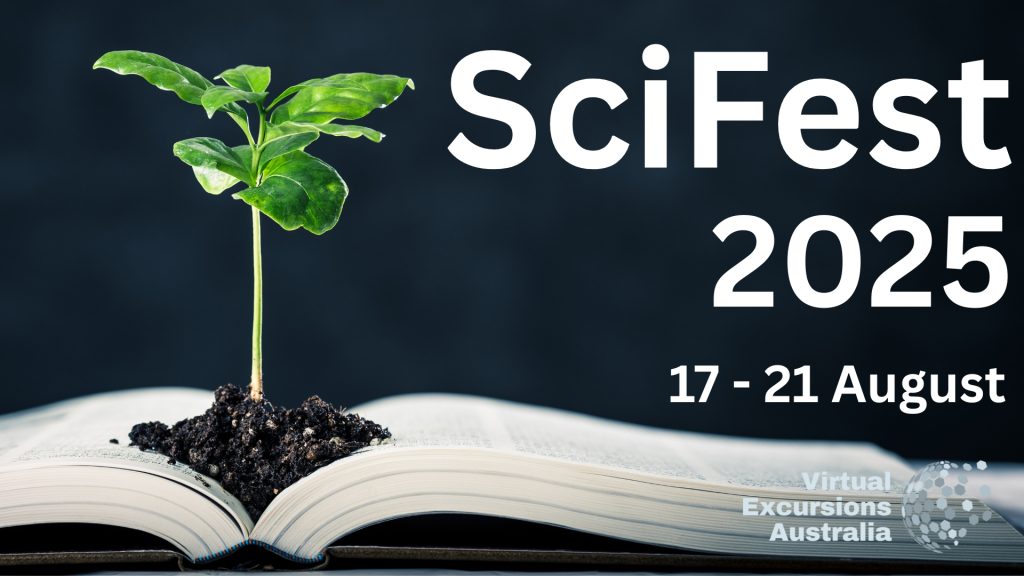 SciFest 2026 logo - Seeds of Knowledge. Seedling growing out of a book